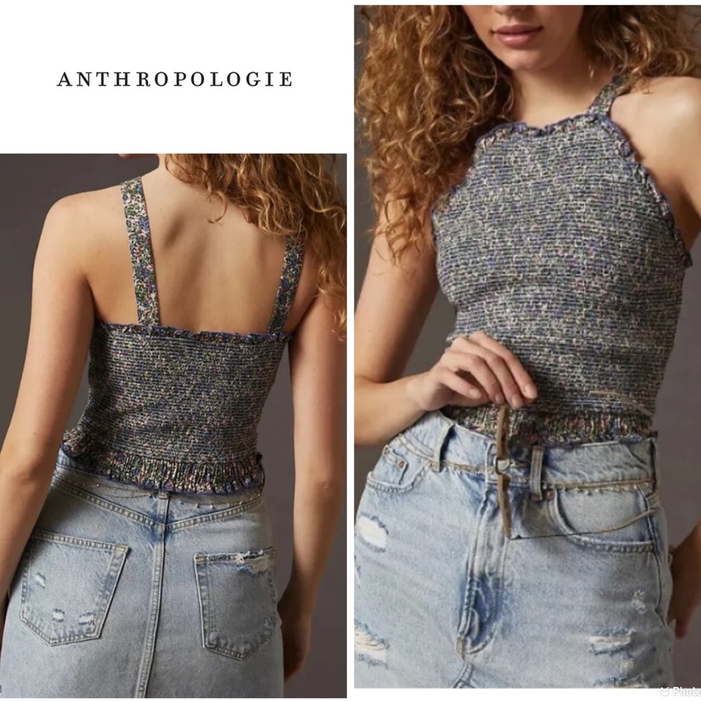 New w tag Anthropologie Smocked floral tank